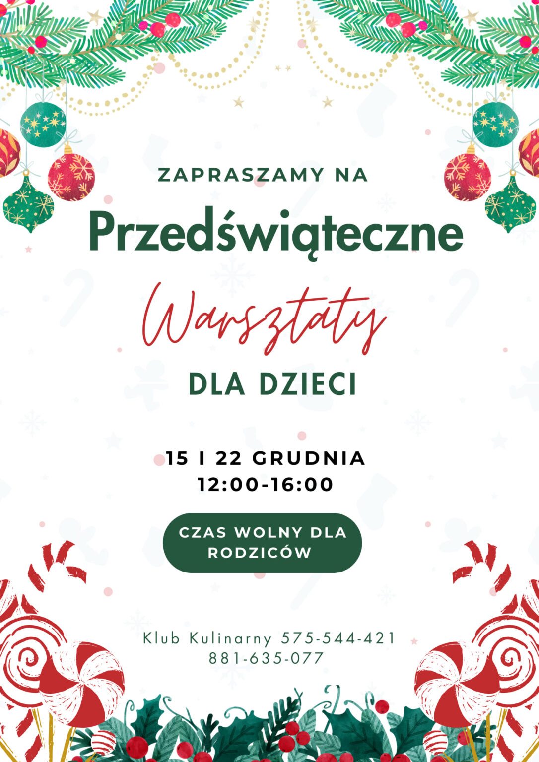 przedświąteczne warsztaty dla dzieci!