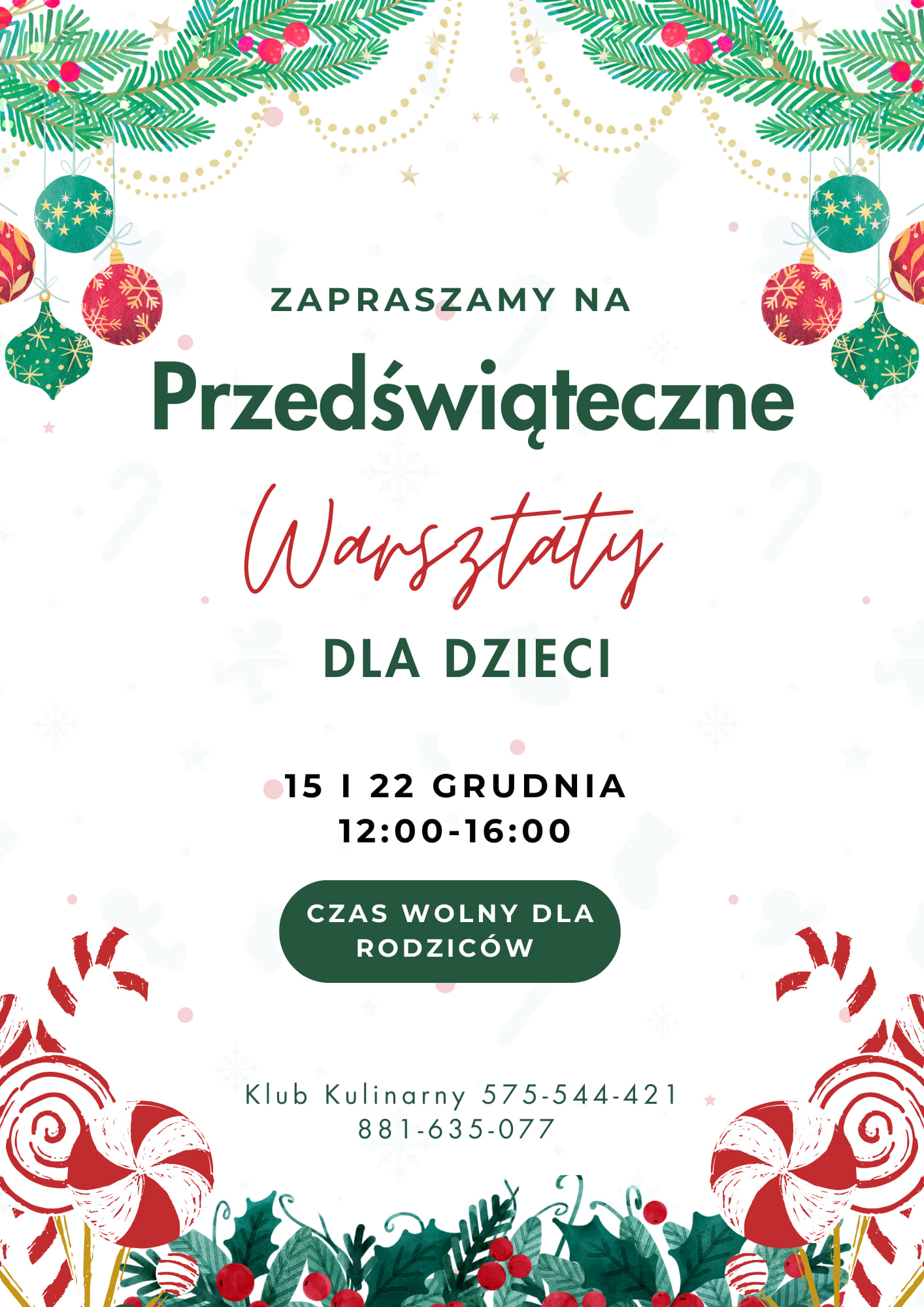 przedświąteczne warsztaty dla dzieci!
